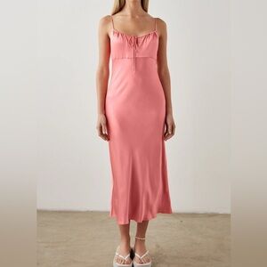 Rails Laramie Midi Dress in Coral Sleeveless Spaghetti Strap Pink Sundress XXS